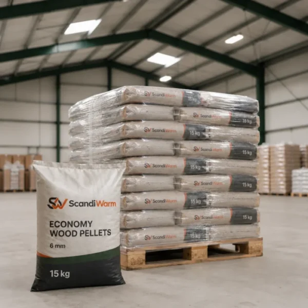 Palé de pellets de madera económicos de 6 mm (50 sacos de 15 kg - 750 kg)