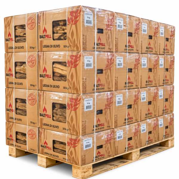 Leña de olivo 10 kg – 32 cajas – Baltpell