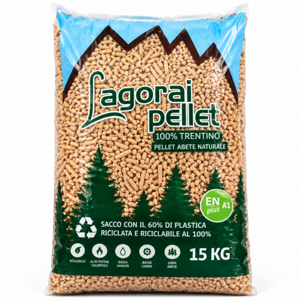 Palé de pellets de madera de abeto Trentino ENplus A1 (70 sacos de 15 kg - 1.050 kg)